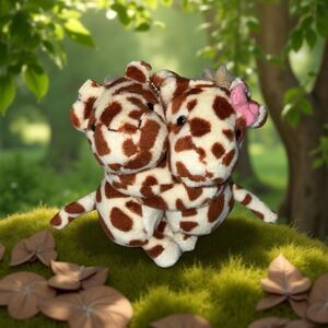 Plush Twin Baby Giraffe Stuffed Figural BackPack Clip 4.5”